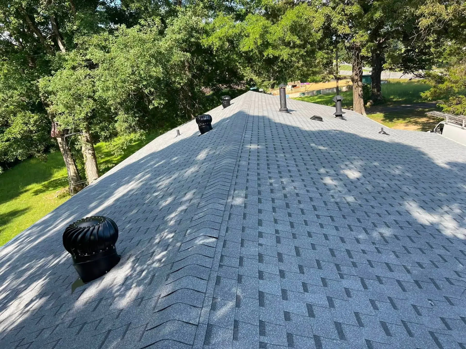 Completed roof ridge and ventilation detail